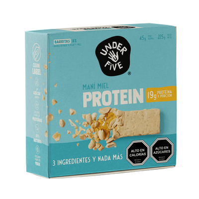 Underfive Protein Bar MANÍ/MIEL (Caja de 5 Unidades)