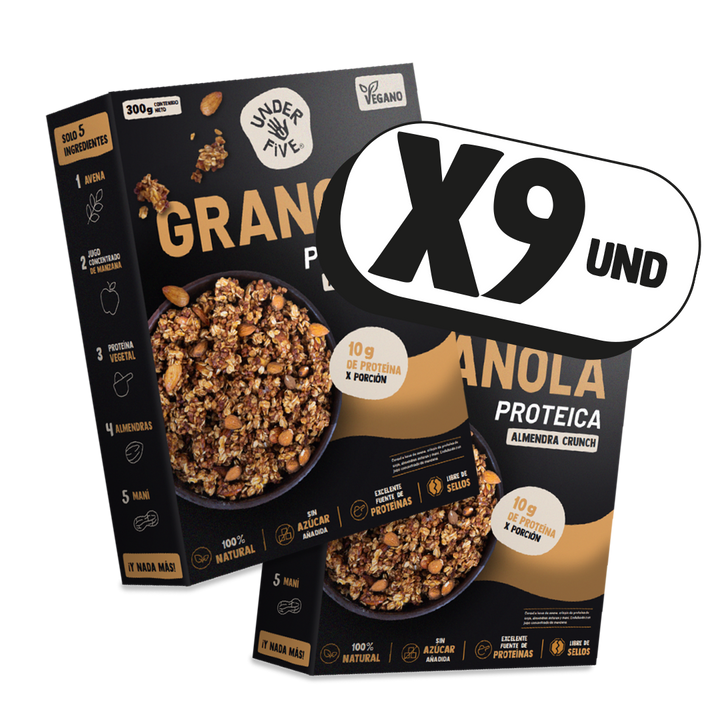 Pack 9 Granolas Proteica Almendra Crunch