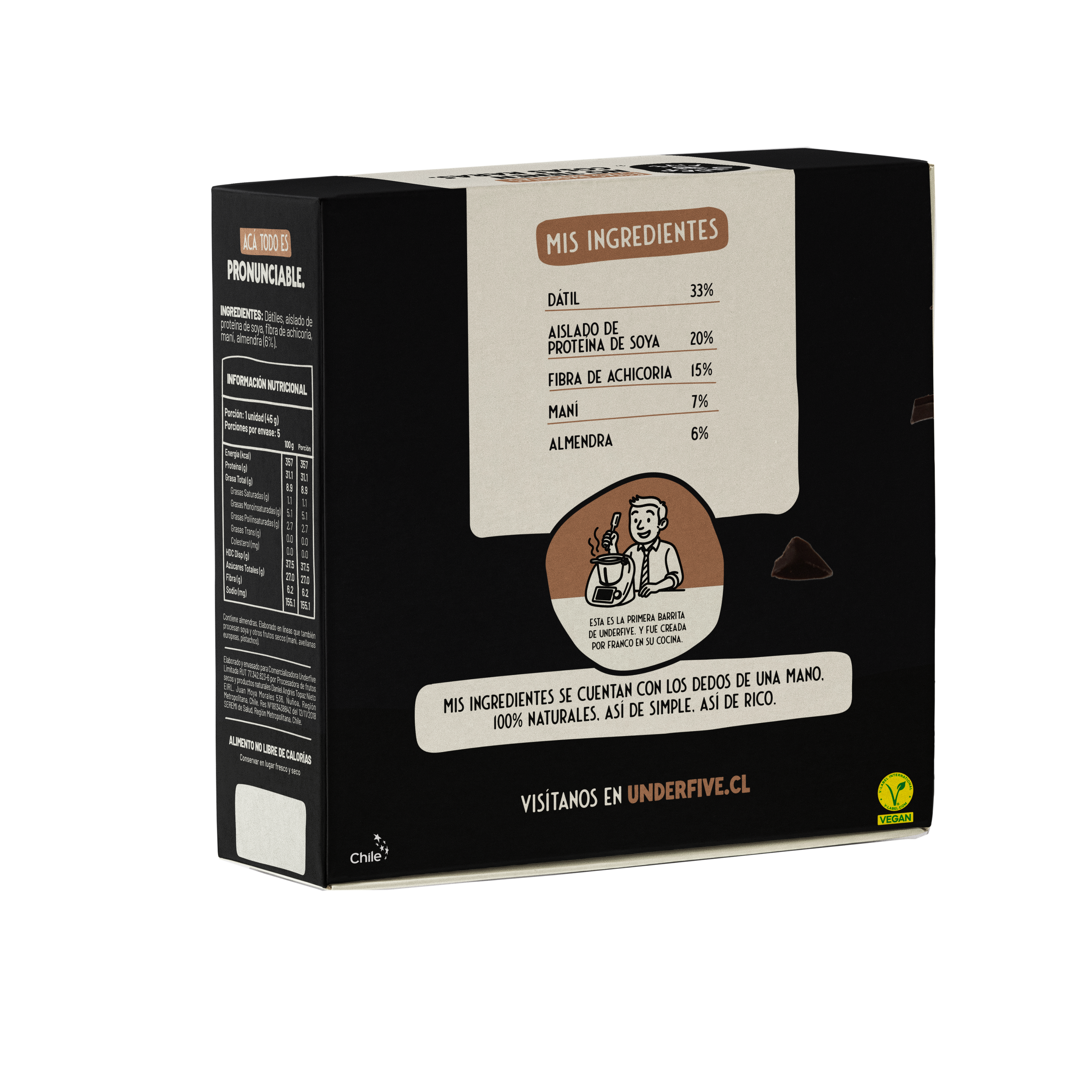 Underfive Protein Bar Choco Maní (Caja de 5 Unidades)