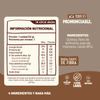 Tabla de información nutricional y lista de ingredientes de Barrita de Cereal Underfive sabor Cacao: quinoa, fibra de achicoria, jugo de manzana y cacao. Sin azúcar añadida, buena fuente de fibra, clean label