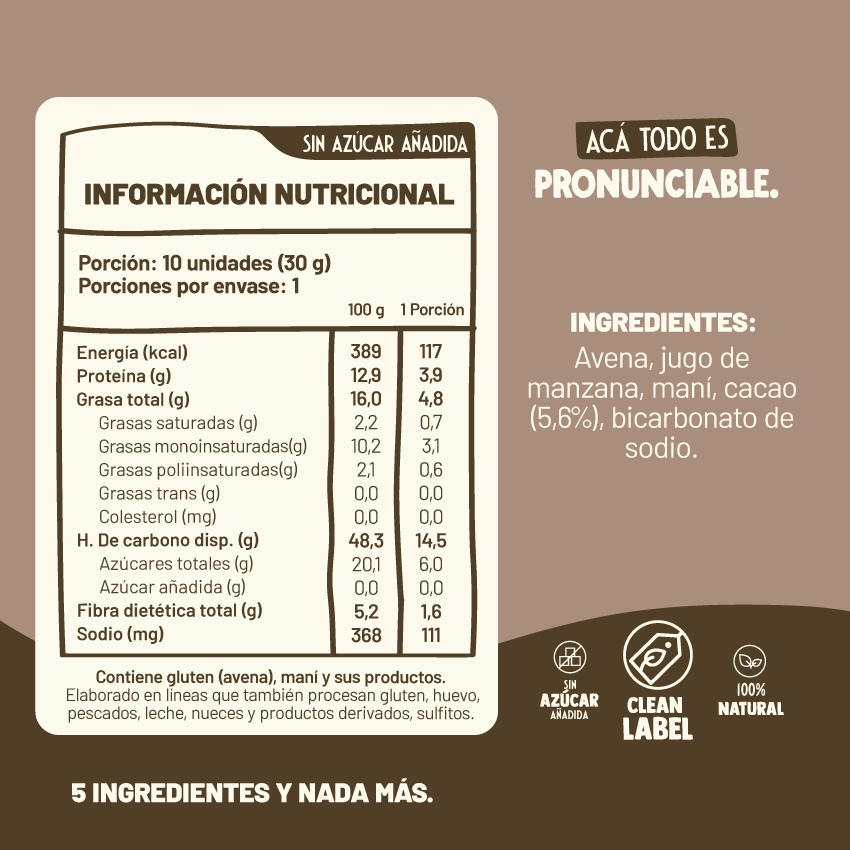 Pack Mensual Colación Cookies Cacao – 35 Unidades