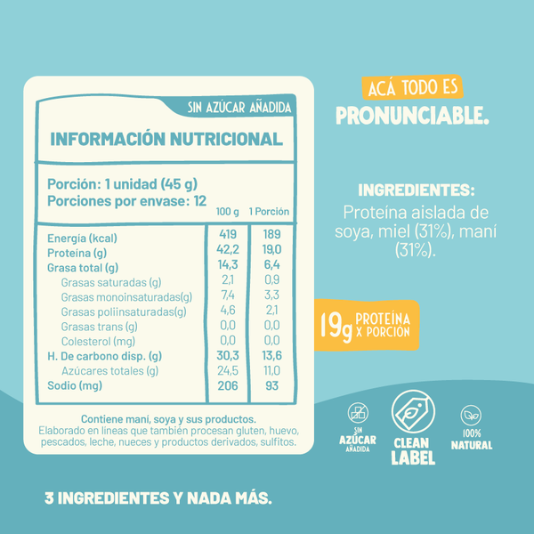 Underfive Display 12 - Protein Bar MANÍ/MIEL