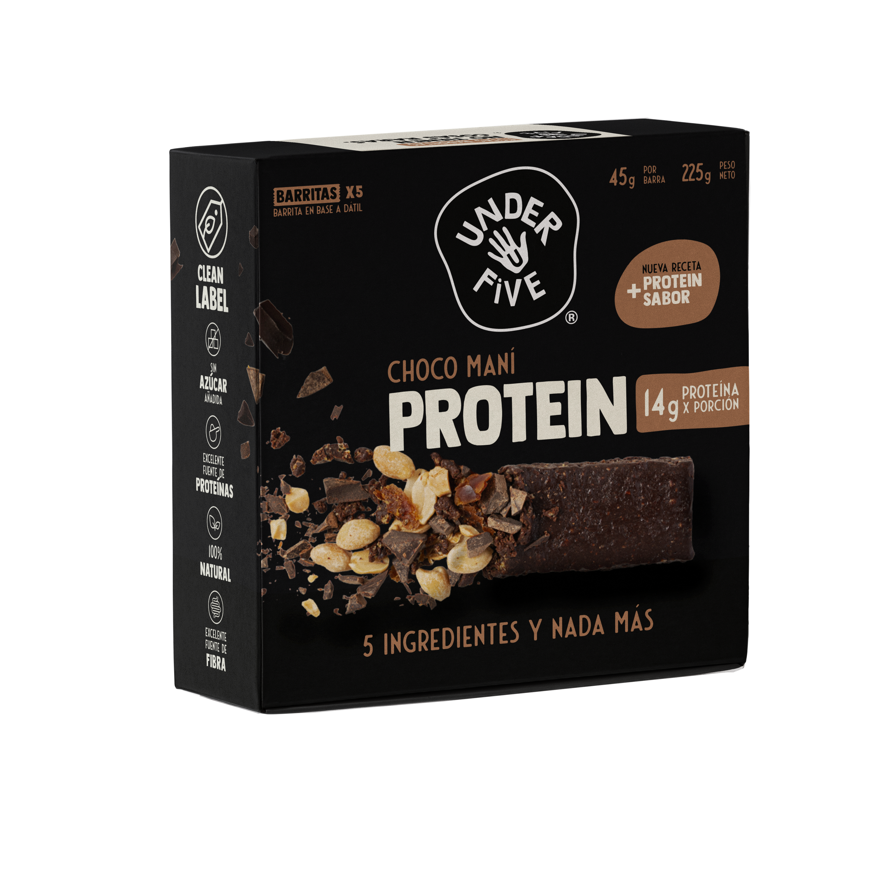 Underfive Protein Bar Choco Maní (Caja de 5 Unidades)