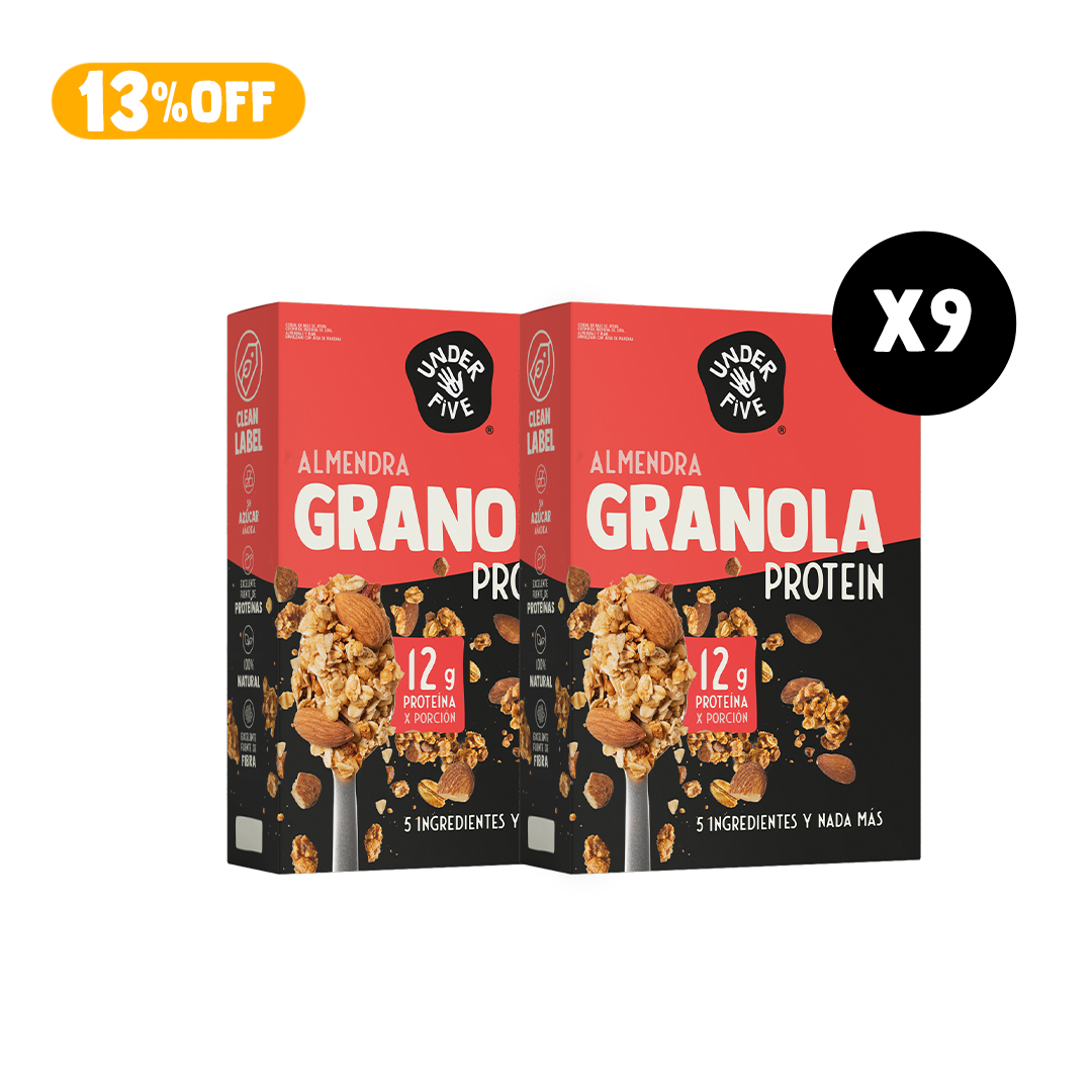 Pack 9 Granolas Proteica Almendra Crunch