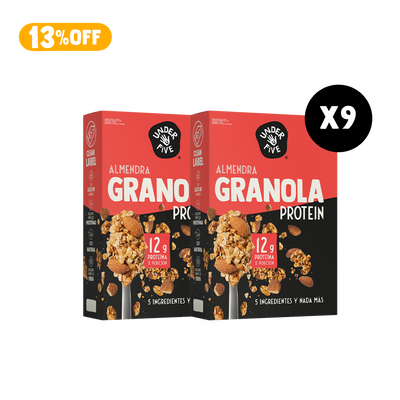Pack 9 Granolas Proteica Almendra Crunch