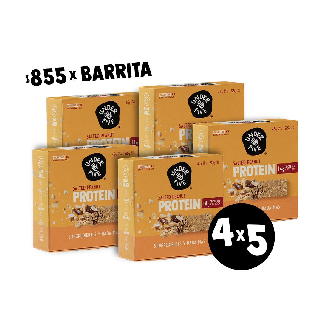 Barritas Salted Peanut Underfive, 14 gr de proteinas, 30% off